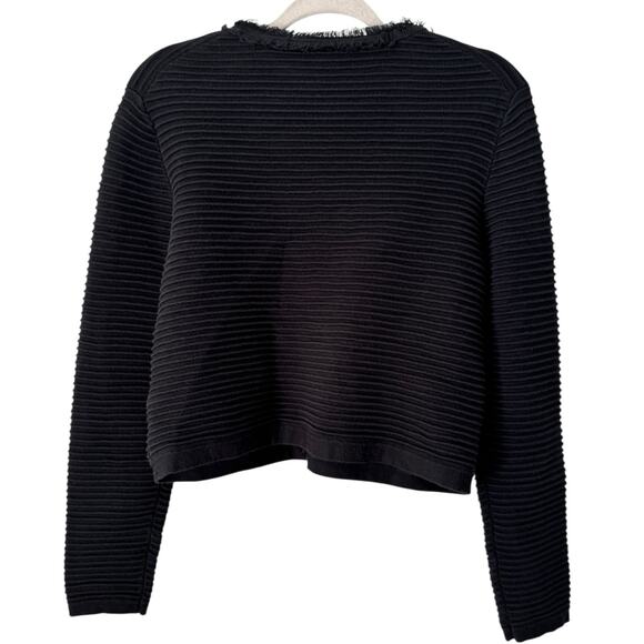 J. Crew Emilie Sweater Lady Jacket Textured Cotton Black Gold Button Size Medium - Picture 2 of 7